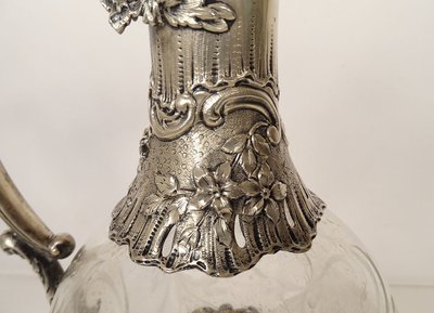 Aiguière Louis XV Cristal Massive argento Minerve H. Lapeyre Art Nouveau XIX secolo