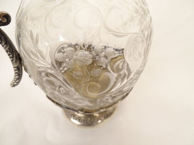 Aiguière Louis XV Cristal Massive argento Minerve H. Lapeyre Art Nouveau XIX secolo
