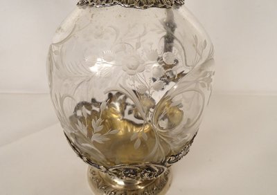Aiguière Louis XV Cristal Massive argento Minerve H. Lapeyre Art Nouveau XIX secolo