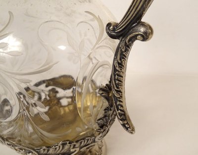 Aiguière Louis XV Cristal Massive argento Minerve H. Lapeyre Art Nouveau XIX secolo