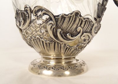 Aiguière Louis XV Cristal Massive argento Minerve H. Lapeyre Art Nouveau XIX secolo