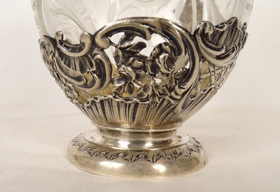 Aiguière Louis XV Cristal Massive argento Minerve H. Lapeyre Art Nouveau XIX secolo