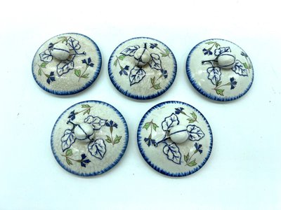 Ensemble de 5 pots de crème anciens – Creil & Montereau – Décor de bleuets – Service barbeau