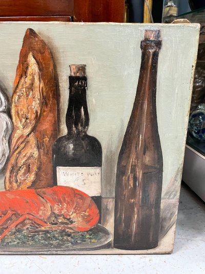 Nature Morte Au Homard - Huile Sur Toile Début XXème