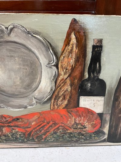 Nature Morte Au Homard - Huile Sur Toile Début XXème