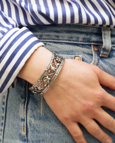 Bracciale Froment-Meurice, bracciale in argento e oro 18 carati, bracciale del XIX secolo, firmato Froment-Meurice