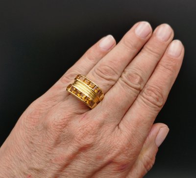 Fred, Bague Signée Ornée De Citrines, Or Jaune 18 Carats.