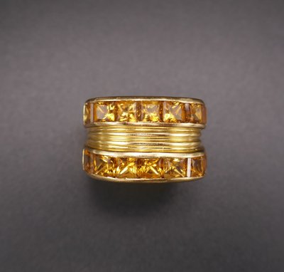 Fred, Bague Signée Ornée De Citrines, Or Jaune 18 Carats.