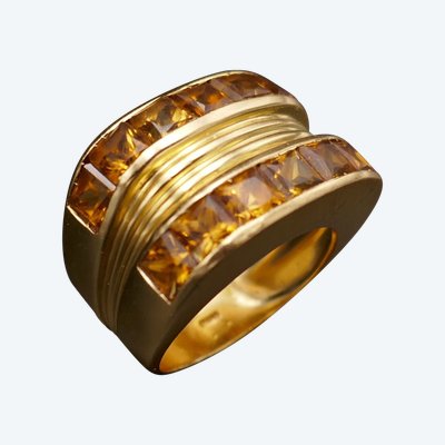 Fred, Bague Signée Ornée De Citrines, Or Jaune 18 Carats.