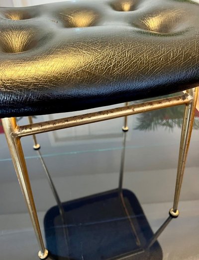 Vintage Leatherette Stool - similar to Louis Sognot 1950