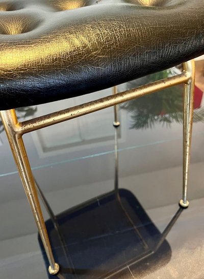 Vintage Leatherette Stool - similar to Louis Sognot 1950