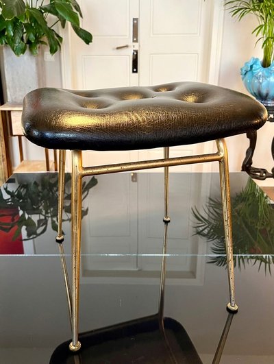 Vintage Leatherette Stool - similar to Louis Sognot 1950