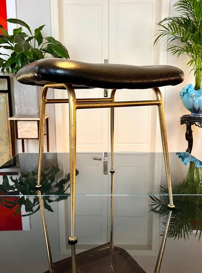 Vintage Leatherette Stool - similar to Louis Sognot 1950