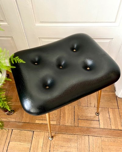 Vintage Leatherette Stool - similar to Louis Sognot 1950