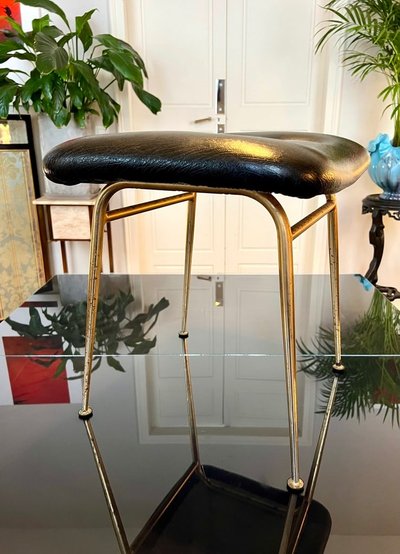 Vintage Leatherette Stool - similar to Louis Sognot 1950