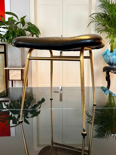 Vintage Leatherette Stool - similar to Louis Sognot 1950