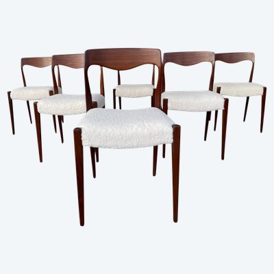 Set di 6 sedie in teak in stile scandinavo, circa 1960