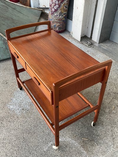 Desserte - Chariot Roulant Scandinave En Teck Circa 1960 Danemark