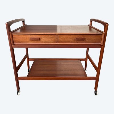 Desserte - Chariot Roulant Scandinave En Teck Circa 1960 Danemark