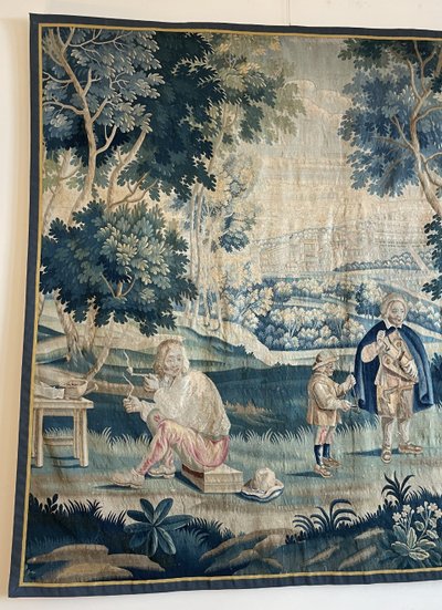 18th Century Lille Tapestry In Wool And Silk After Teniers From The G. Wernier Workshop