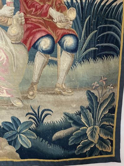 18th Century Lille Tapestry In Wool And Silk After Teniers From The G. Wernier Workshop