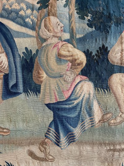 18th Century Lille Tapestry In Wool And Silk After Teniers From The G. Wernier Workshop