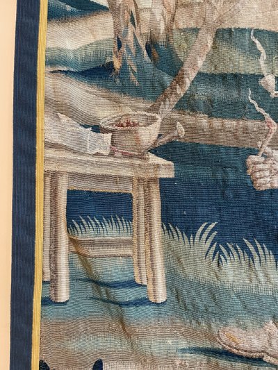 18th Century Lille Tapestry In Wool And Silk After Teniers From The G. Wernier Workshop