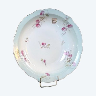 Plat De Service En Porcelaine Monogrammes TB - Décor Floral 