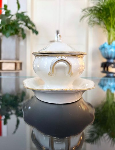 Old Paris Porcelain Sauceboat - CB Initials Monograms