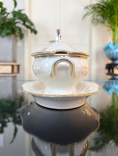Old Paris Porcelain Sauceboat - CB Initials Monograms