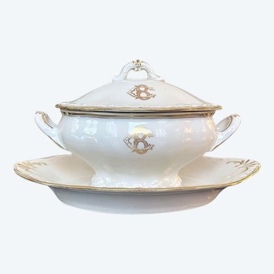 Old Paris Porcelain Sauceboat - CB Initials Monograms