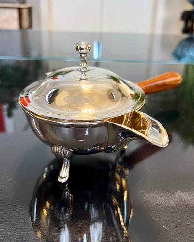 Saucière En Métal Argenté Avec Poignée