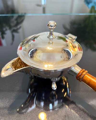Saucière En Métal Argenté Avec Poignée