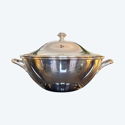 Vintage Silver Metal Covered Vegetable Dish