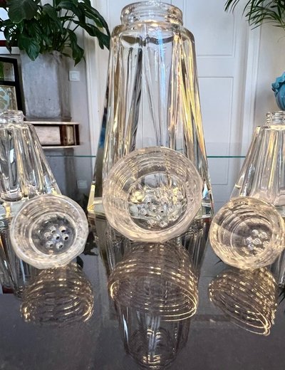 Salz- und Pfefferstreuer aus Glas - Art Deco - Salz und Pfeffer, Zucker