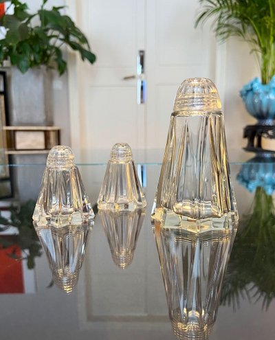 Salz- und Pfefferstreuer aus Glas - Art Deco - Salz und Pfeffer, Zucker