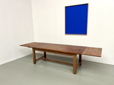 Large oak farm table with extensions
