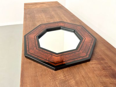 Miroir octogonal en bois par Jean-Claude Mahey
