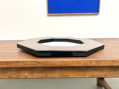Miroir octogonal en bois par Jean-Claude Mahey