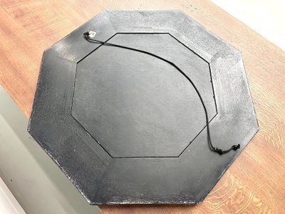 Miroir octogonal en bois par Jean-Claude Mahey