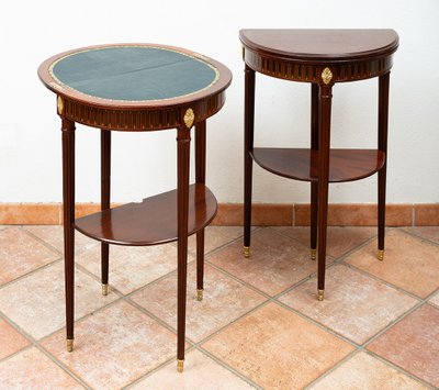 Pair of antique game tables, France, 19th century.