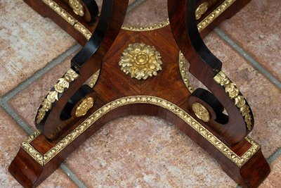 Antique Napoleon III wooden coffee table, France, 19th century.