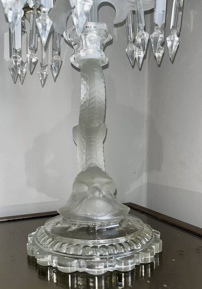 BACCARAT ( attributed to ) Candelabra or large dolphin candelabra with 3 arms of light