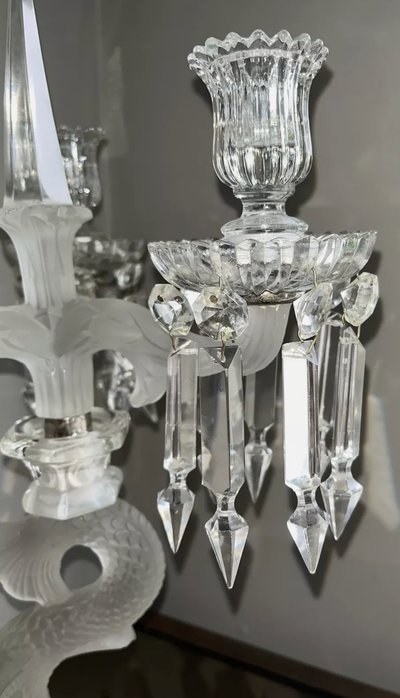 BACCARAT ( attributed to ) Candelabra or large dolphin candelabra with 3 arms of light