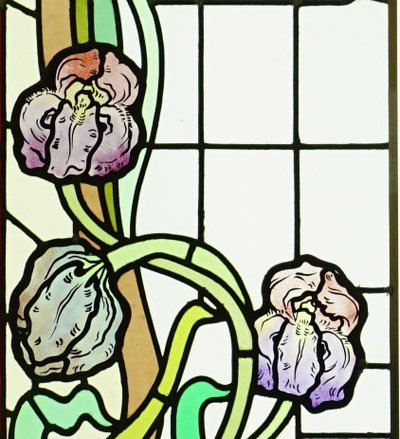 Stained Glass - Stained Glass Windows - Art Nouveau With Irises