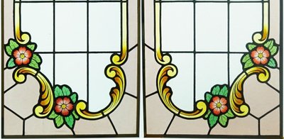 Stained glass - Stained glass windows - Red flower decoration