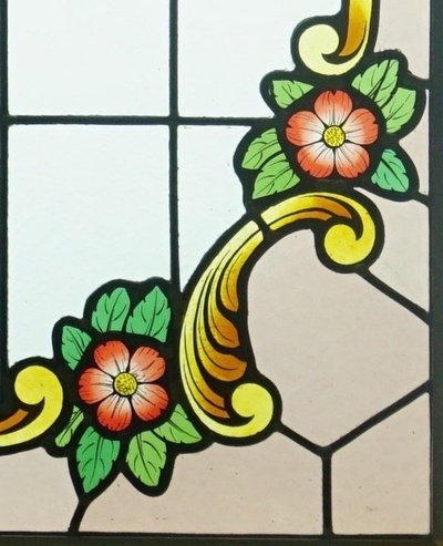 Stained glass - Stained glass windows - Red flower decoration