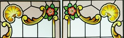 Stained glass - Stained glass windows - Red flower decoration