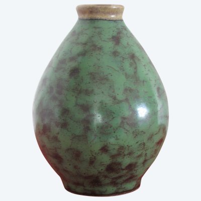 Vassil Ivanoff Oxblood & Black Pyrite Glazed Baluster Form Vase Vassil Ivanoff Oxblood & Black Pyrite Glazed Baluster Form Vase