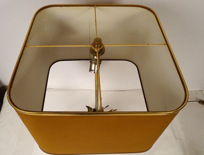 Lampe Maison Charles Bronze Doré Fleur Exotique Shade Design XXè Siècle